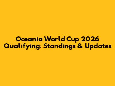 Oceania World Cup 2026 Qualifying: Standings & Updates