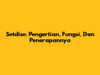Setdise: Pengertian, Fungsi, Dan Penerapannya